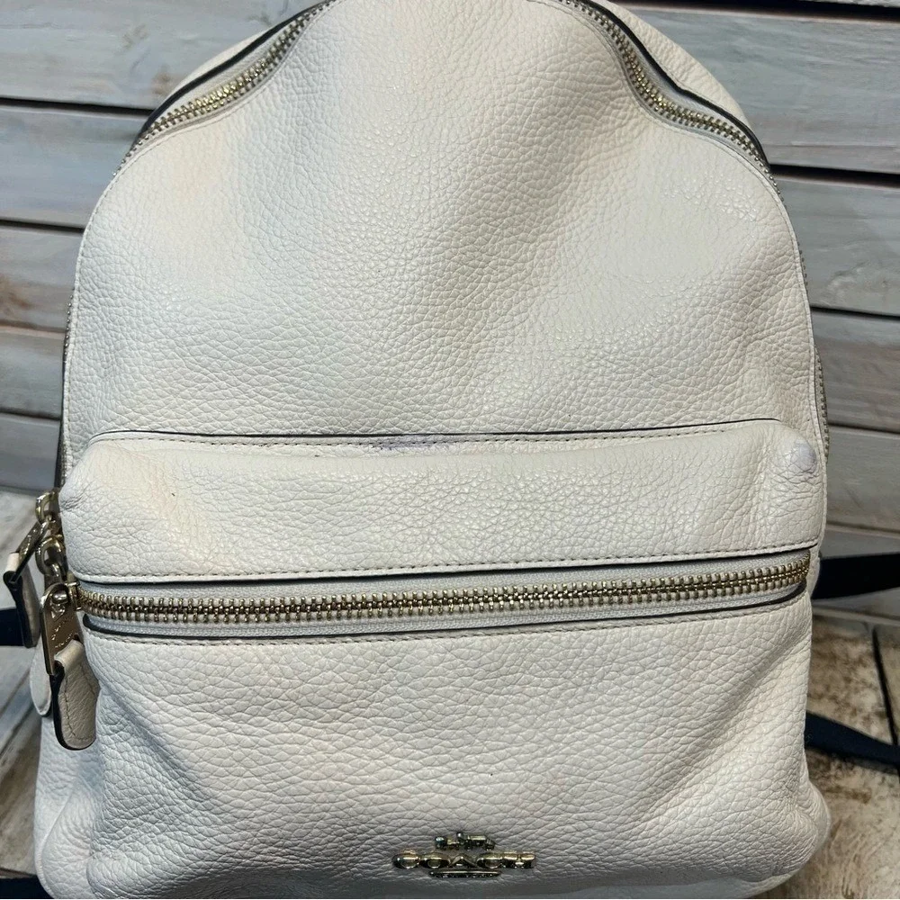 Coach‎ White Pebble Leather Mini Charlie Backpack F30550 Small Bag Mini